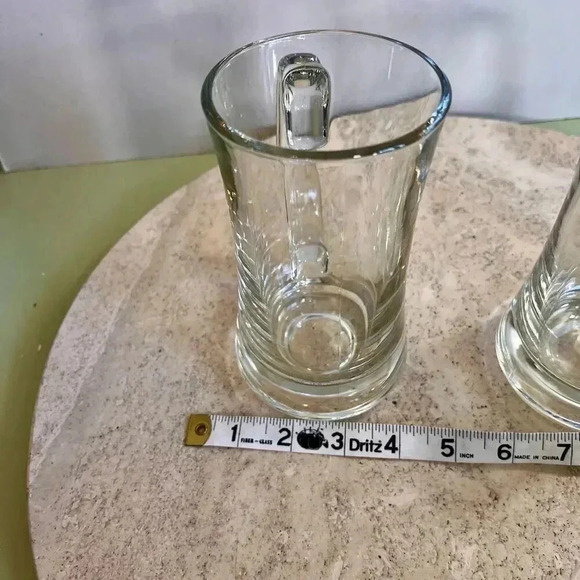 Set of 2 Clear Glass Beer Mugs Steins with Handles Heavy 6.5 Inches Tall - Picture 8 of 10
